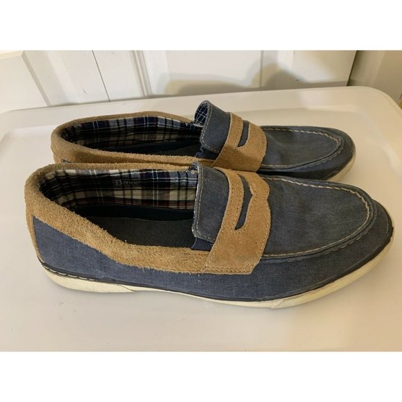 G H Bass Olsen Penny Loafer Shoe Men’s Sz‎ 10 1/2 M Blue Tan Slip On - Picture 4 of 10